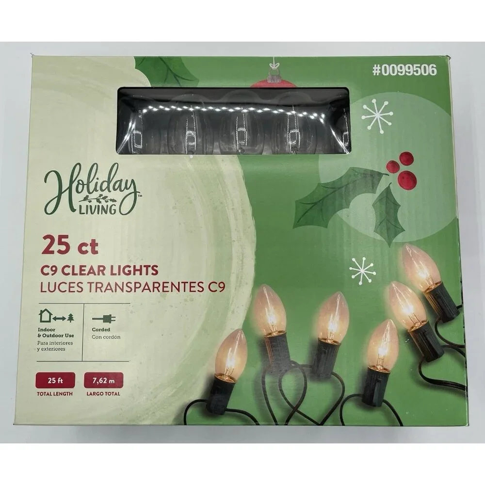 Holiday Living 25ct Clear C9 String Lights Christmas 24 ft Wedding Birthday‎